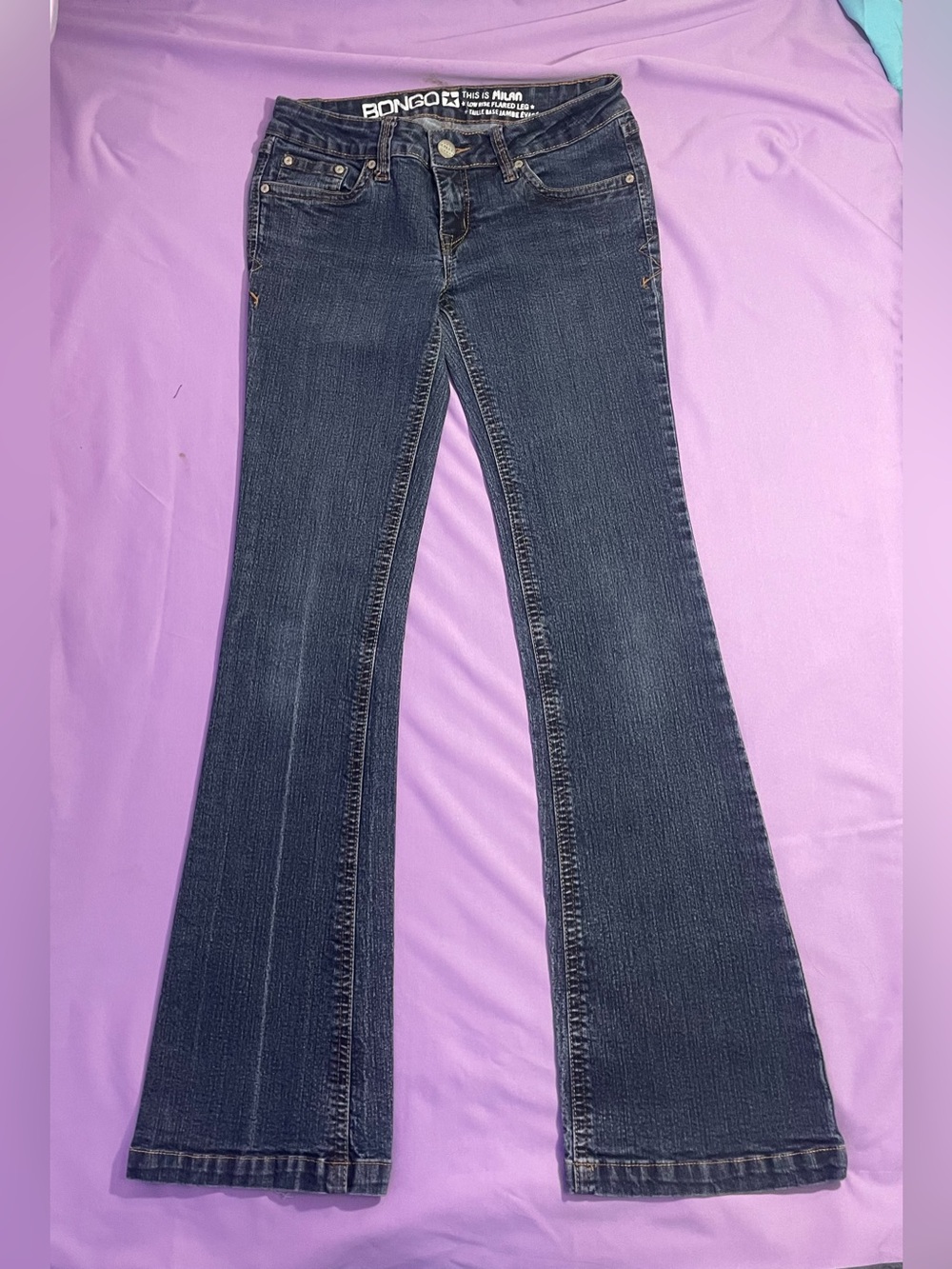 Vintage y2k BONGO Low Rise Flare jeans mallcore McBling 7/33” long / tall